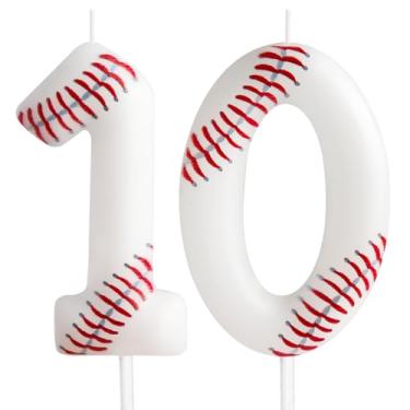 Imagem de Vela de aniversário, velas com número de aniversário com tema de beisebol, topo de bolo de vela para meninos, meninas, crianças, topo de bolo de aniversário, reuniões temáticas, suprimentos de festa