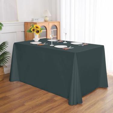 Imagem de Toalha de mesa retangular para banquetes, cor sólida, resistente, resistente a vincos, lavável, toalha de mesa de cetim, capa decorativa para mesa de jantar, festa de buffet e casamento, cinza escuro