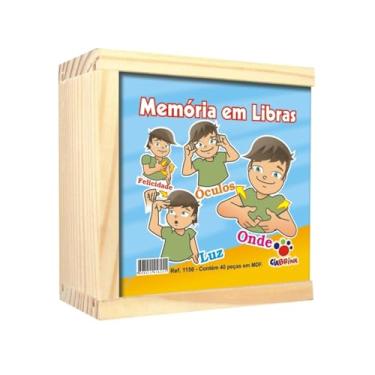 Imagem de Ciabrink, Memória Libras 40 Peças em MDF, a Partir de 5 Anos, Caixa de Madeira