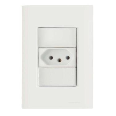 Imagem de Conjunto 4x2 com 1 Tomada 2P+T 10 A 250 V Tramontina Giz Branco