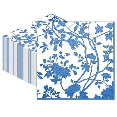 Imagem de Stxy's Guardanapos de coquetel florais azuis - guardanapos de chinoiserie azul e branco vintage guardanapo de bebida para decoupage