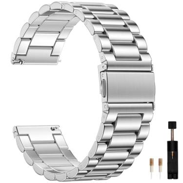 Imagem de GEAK Pulseira de relógio de 20 mm compatível com Garmin Vivoactive 5, Vivoactive 6/3/Venu/Forerunner 245/165/55/Galaxy Watch 7/6/5/4/Classic/Active, pulseira de substituição de metal de liberação