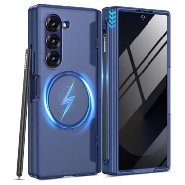 Imagem de VEGO Capa para Galaxy Z Fold 6 com protetor de tela de privacidade [compatível com Magsafe] [caneta S Pen Solt embutida] [proteção de dobradiça] Capa de telefone de corpo inteiro à prova de choque de