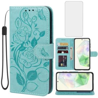 Imagem de Vavies Capa para Galaxy A56 5G Capa/Galaxy M56 Capa carteira com protetor de tela de vidro temperado, flor de couro flip suporte para cartão de crédito capa de telefone para Samsung Galaxy A56 5G