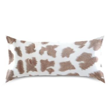 Imagem de Blueangle Fronha de cetim de vaca com estampa marrom branca para cabelo e pele, fronha de seda, tamanho king (50,8 x 101,6 cm) - Capas de travesseiro de cetim refrescantes com fecho de envelope (553)