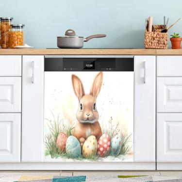 Imagem de ATTX Capa magnética para lava-louças coelhinho fofo da Páscoa, 58,4 cm C x 66 cm A, decoração da capa da máquina de lavar louça, decalques de armário doméstico e eletrodomésticos adesivos #14