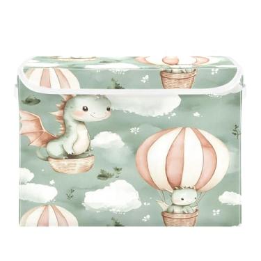 Imagem de SEHANY Cestas de armazenamento engraçadas de dinossauro com tampas, organizador de caixa de armazenamento dobrável, caixas de armazenamento de armário de tecido para roupas cobertor de escritório