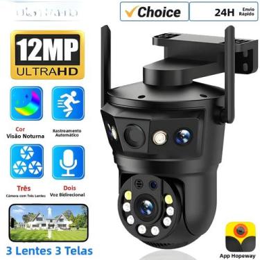 Imagem de Câmera IP PTZ Sem Fio 6K 12MP À Prova D'Água Com Rastreamento Automáti