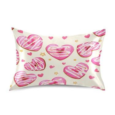 Imagem de SEHANY Capas de almofada de seda para cabelo e pele para o Dia dos Namorados, capas de almofada de cetim respiráveis macias e refrescantes com fecho de envelope, tamanho king (50,8 x 76,2 cm)