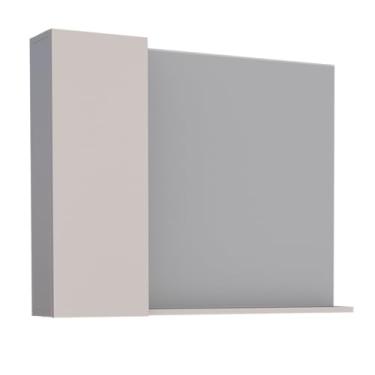 Imagem de Espelho para banheiro com armarinho 1 porta em madeira nude - Cozimax