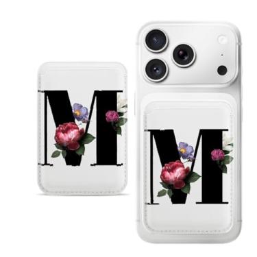 Imagem de Carteira magnética M-letter para iPhone, capa fina de couro PU, capa para cartão, capa traseira para cartão, acessório de telefone fofo