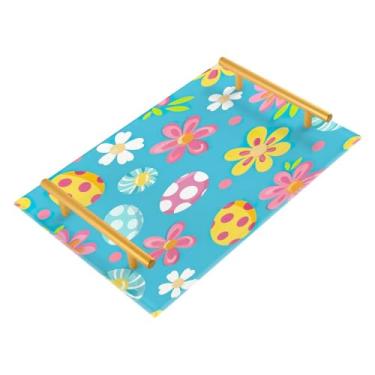 Imagem de Wassud Linda bandeja de banheiro com flores e ovos, bandejas acrílicas de perfume, alça para maquiagem, cômoda, quarto, cozinha, mesa, 30 x 20 cm
