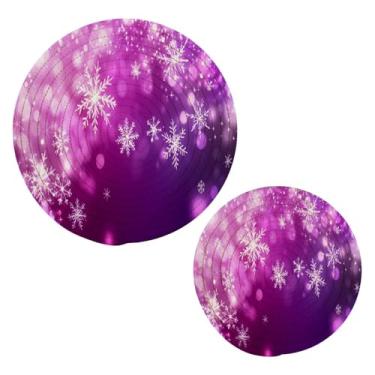 Imagem de Wassud Conjunto abstrato de flocos de neve para pratos quentes, suportes redondos de panela, almofadas quentes de algodão, porta-copos elegantes, decoração de cozinha e acessórios, 2 peças