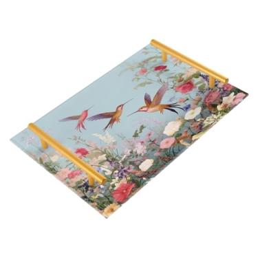 Imagem de Wassud Bandeja de banheiro para beija-flores e flores, organizador de perfume de joias de acrílico para banheiro, quarto, cozinha, balcão de 30 x 20 cm