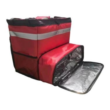 Imagem de Bolsa Isolada para Entrega de Pizza Mochila Comida Térmica Transporte Isotérmica Lona à Prova Vazamentos Compras no Supermercado e Retirada