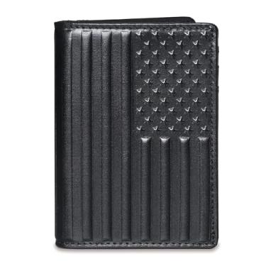 Imagem de Carteira masculina fina de couro, carteira masculina dobrável de couro, bloqueio de RFID, carteira de cartão de crédito minimalista fina para homens, carteira masculina pequena com bolso frontal