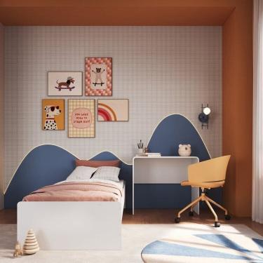 Imagem de Cama Infantil Juvenil com Escrivaninha e Estante com Colchão Incluso Branco