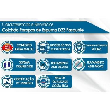 Imagem de Colchão Solteiro Espuma D23 Pasquale Black (78x188x14) - Paropas