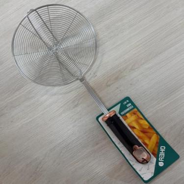 Imagem de Escumadeira Fritura Inox Batata Pastel Resistente-39×17cm (Preto)