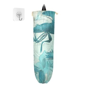 Imagem de Saco de compras de parede vintage de camarão coral prancha, coletor de sacolas de supermercado, armazenamento de saco plástico de cozinha, 1 pacote