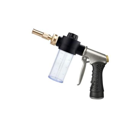 Imagem de Pistola de bocal de mangueira de alta pressão com dispensador de sabão de 100 cc, pulverizador de lavagem de carro de metal para limpeza de carro, painel solar/lavagem de parede/janela e irrigação de