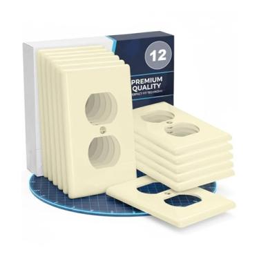 Imagem de Bates- Capas de tomada brancas, placas de parede, pacote com 12, capa de placa de parede elétrica, placa de saída, capa de tomada, tampas de tomada, energia, placa de parede para tomada elétrica