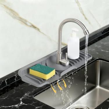 Imagem de Luckboat Tapete de torneira para pia de cozinha, protetor de respingos de silicone com propriedades de secagem rápida, bandeja protetora para pia ideal para pias de pedra em cozinha e banheiro