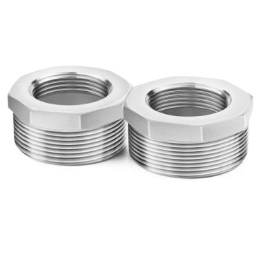 Imagem de ChillWaves Encaixe de tubo de aço inoxidável 304, bucha sextavada redutora 1-1/5.1 cm NPT macho x adaptador de rosca fêmea NPT de 2,5 cm (pacote com 2)