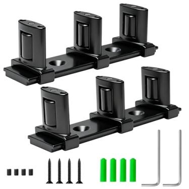 Imagem de Guia de piso de porta de armário lateral, guia de piso de porta de desvio duplo, atualização de design ajustável de 3 rolos inclui kit de instalação (pacote com 2)