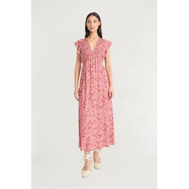 Imagem de The Good Journey Vestido maxi feminino Boho Paisley gola V manga esvoaçante para convidados de casamento e férias de verão, Ferrugem/malva/broca, 50