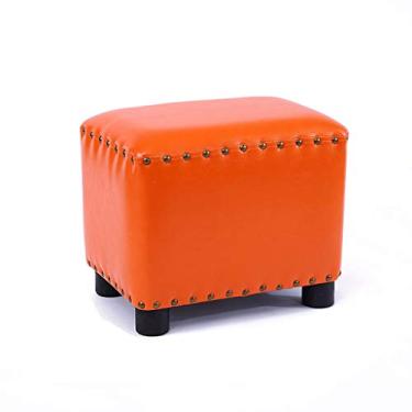 Imagem de Banco de apoio para os pés/apoio para os pés banco criativo para sofá sala de estar moda banco pequeno banco de sapatos multicolorido, banco de madeira maciça banquinho para pés (cor: preto) (laranja)