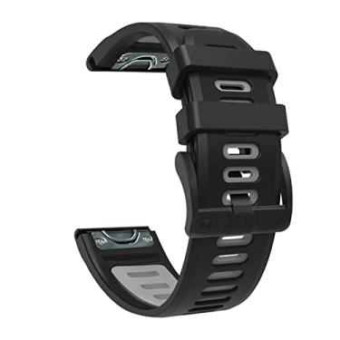 Imagem de EZZON Pulseira de substituição de silicone de ajuste rápido e fácil para Garmin Fenix 7 7X 6 6X Forerunner 935 945, Approach S60 S62, Descent Mk1 Mk2 Mk2i Watch 26 22mm Pulseira (Cor: Preto cinza, Tamanho: 26mm D2 MK