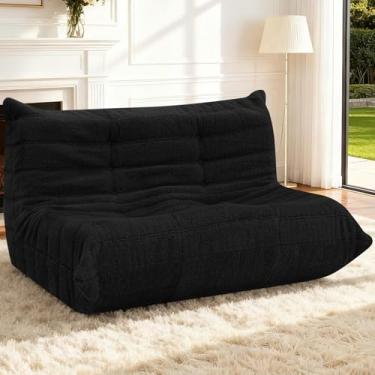 Imagem de HABUTWAY Bean Bag Cadeiras Fireside Lazy Floor Sofá, Soft Teddy Fleece 2 Lugares com Enchimento de Espuma de Alta Resiliência, Pufe para Sala de Estar, Quarto, Escritório (Pelúcia Preta)