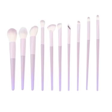 Imagem de Conjunto de 4 pincéis angulares de delineador e sombra com cerdas sintéticas macias para aplicação precisa de olhos e sobrancelhas, roxo claro