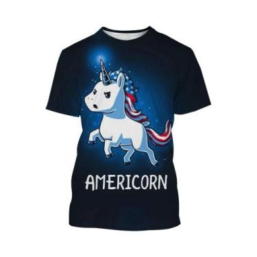Imagem de Camiseta Unissex De Verão Com Arte 3D De Unicórnio, Estilo Harajuku, C