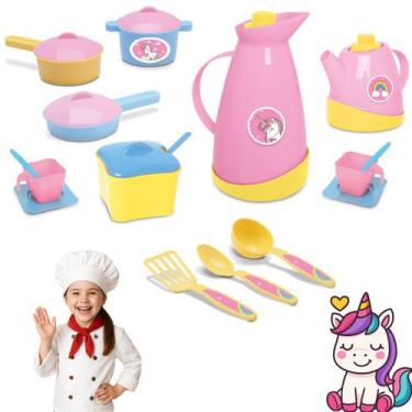 Imagem de Kit Panelinhas Utensílios Cozinha Infantil Jogo Café Unika