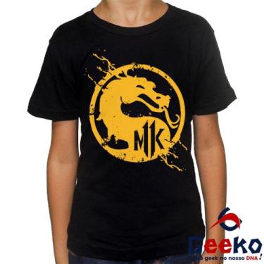 Imagem de Camiseta Infantil Mortal Kombat 100% Algodão Geeko, Preto, 4