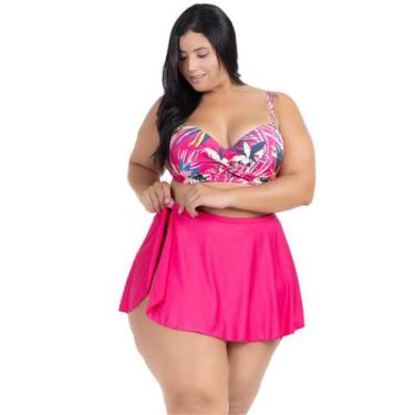 Imagem de Saída de Praia Feminina Saia Curta Rodada Abotoador Lateral Moda Praia