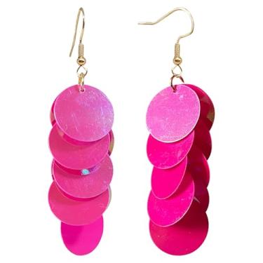 Imagem de Zszkoz Brincos de lantejoulas brilhantes neon para mulheres, leves, boêmios, longos, borlas, laser, glitter, pingentes, joias, presentes, Small, Acrílico, Sem pedra preciosa