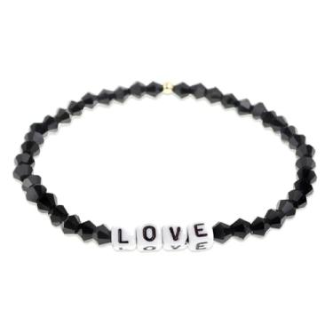 Imagem de Agriajun Pulseiras elásticas inspiradas com contas de pedra da amizade para mulheres adolescentes meninas na moda boho carta de amor empilhável pulseira de pedras preciosas naturais acessórios de