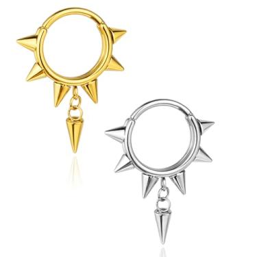 Imagem de FLORA PIERCING ARGOLA AÇO CIRÚRGICO PVD SPIKES 1,2X8/10 (DOURADO, 1.2X8)