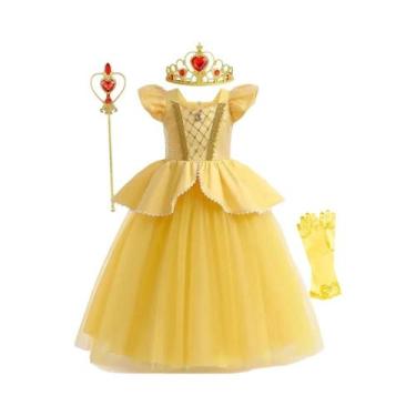 Imagem de Fantasia De Princesa Bela E a Fera Para Meninas, Vestido De Festa Delu