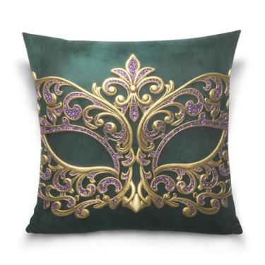 Imagem de Blueangle Capas de almofada de máscara de carnaval - 50 x 50 cm, decoração de férias de fazenda para sofá de casa (360)