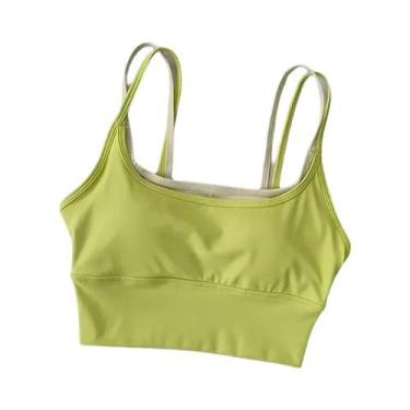 Imagem de Top De Yoga Feminino Com Bloco De Cores E Alças, Camisola De Fitness -