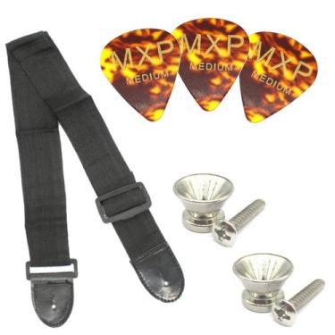 Imagem de Kit MXP Alça Violao Infantil 1 Correia 2 Roldanas 3 palheta