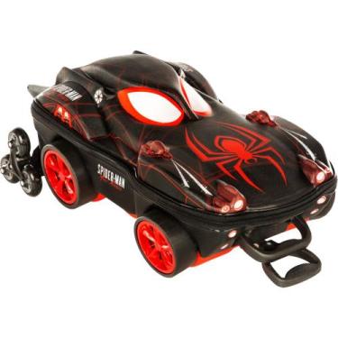 Imagem de Mochila de Rodas Carrinho Escolar Homem Aranha Miles 3D, Preto