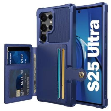 Imagem de Tcaraersing Capa para Samsung Galaxy S25 Ultra de 6,9 polegadas com suporte para cartão, compatível com suporte magnético para carro, capa de telefone tipo carteira flip de couro TPU macio resistente