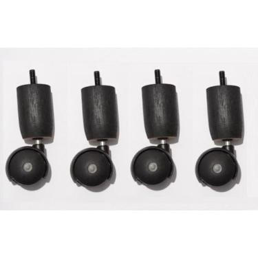 Imagem de Kit 4 Rodinhas Para Cama Box ou Baú Rodízios de Madeira e Plástico Pre