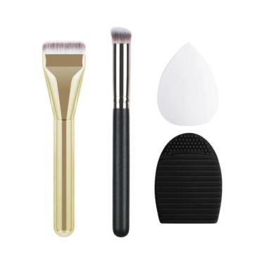Imagem de Pincel De Maquiagem Ultra Fino E Plano, Espátula Para Paleta, Esponja 