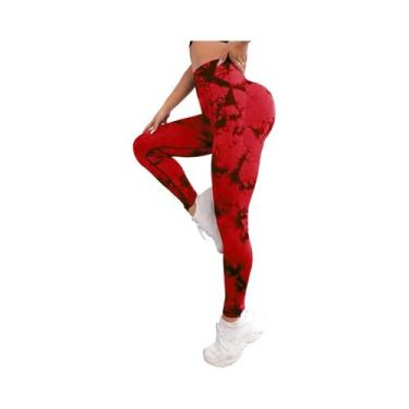 Imagem de Calças De Yoga Femininas De Cintura Alta Sem Costura Com Estampa Tie D